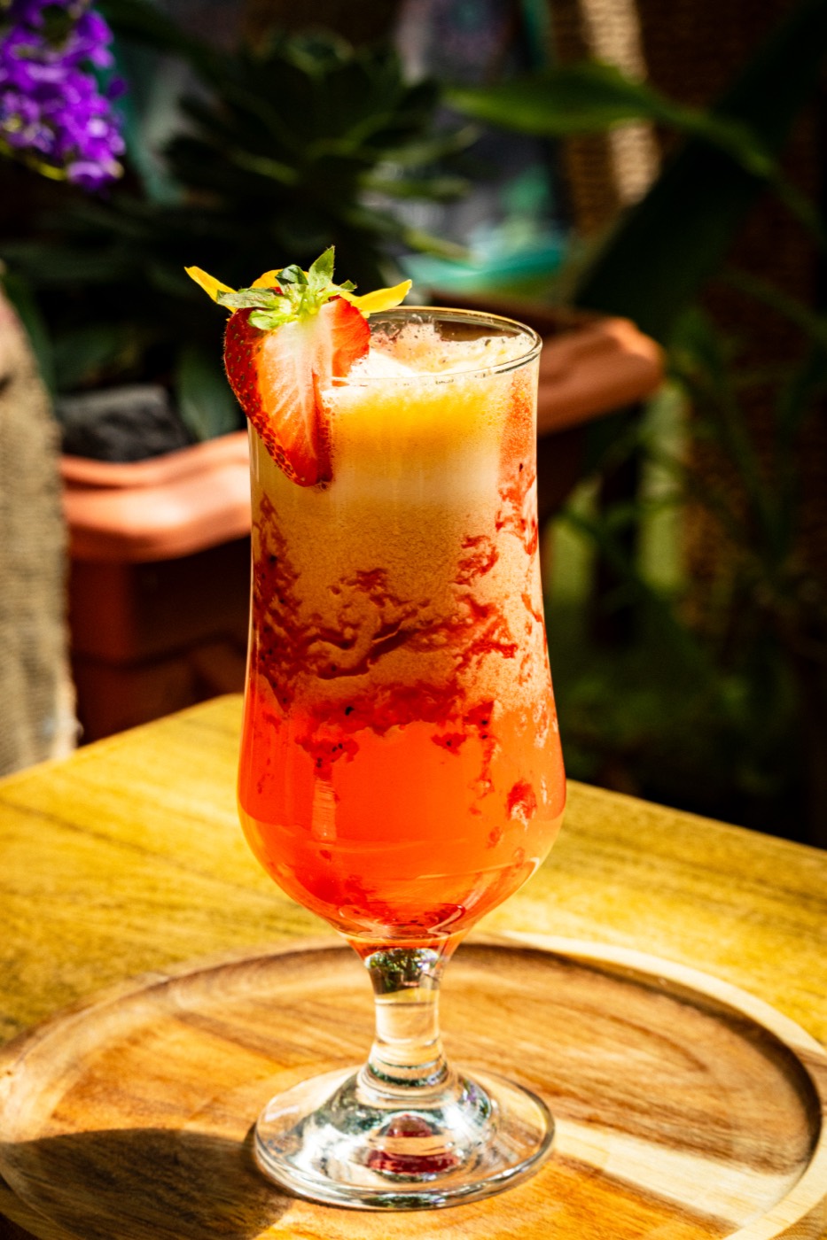 Strawberry cooler in a hurricane glass